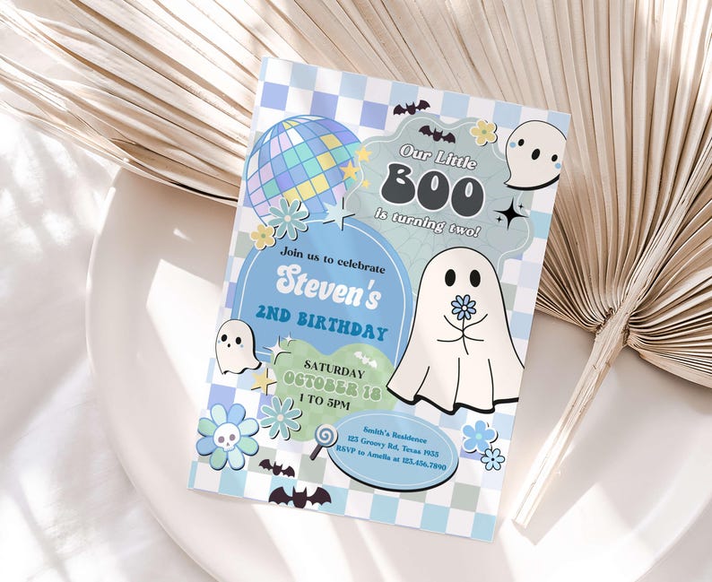 a birthday card with a ghost on it