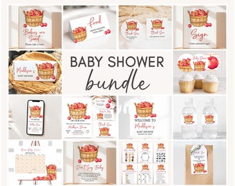 Lot modifiable pour baby shower d'automne, Pack baby shower pomme, baby shower de pomme des nos yeux, méga modèle de lot de baby shower d'automne pomme, 0846