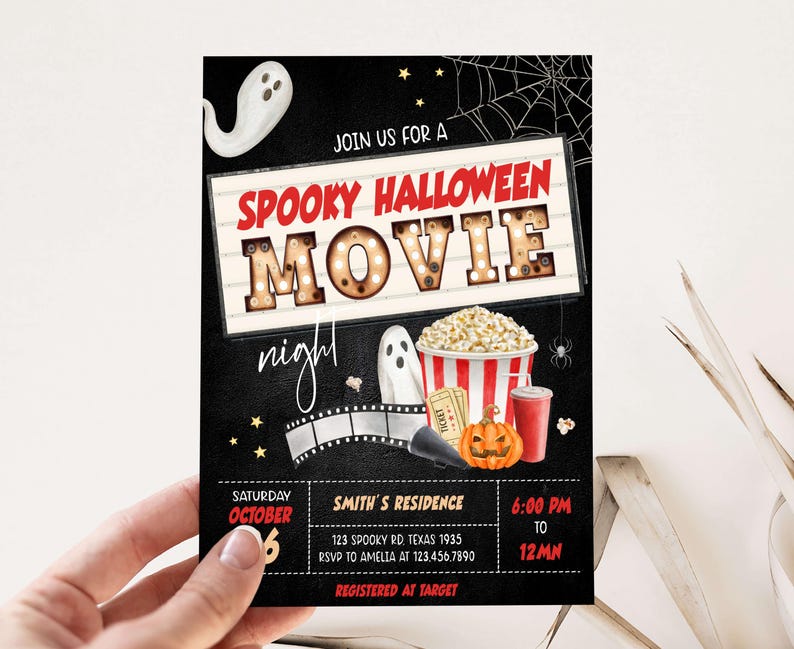 Movie Night Halloween Invitation