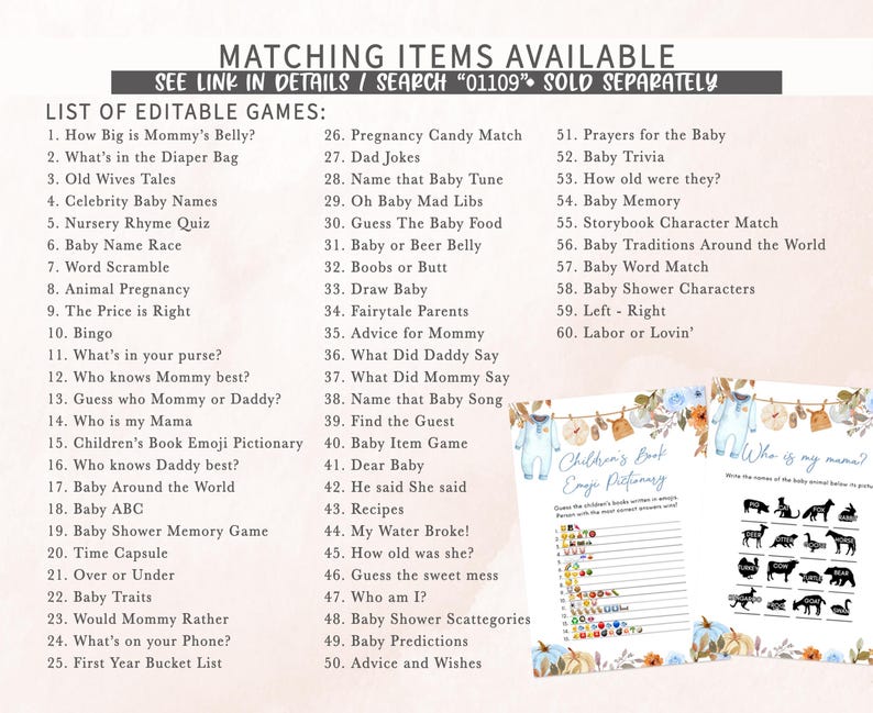 a list of items for a baby shower