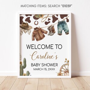Western Cowboy Baby Shower Welcome Sign