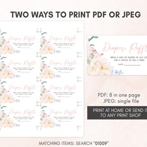 Girl Floral Baby Shower Diaper Raffle