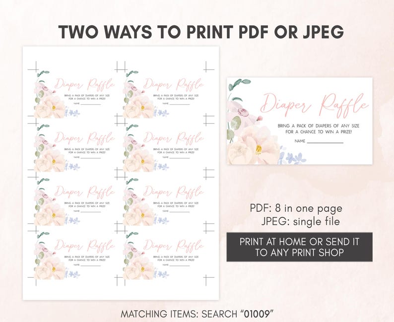 Girl Floral Baby Shower Diaper Raffle