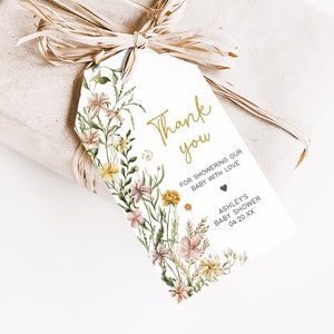 Editable Baby in Bloom Garden Baby Shower Favor Tag, Wildflower Spring Baby Shower Gift Tag, Baby in Bloom Floral Shower Thank You Tag, 0685 image 3