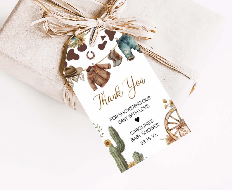 A Little Cowboy Baby Shower Favor Tag