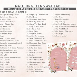 Editable Baby in Bloom Baby Shower Due Date Calendar, Wildflower Baby Shower Calendar, Muted Pink Boho Spring Flowers Baby Shower Game, 0650 image 4