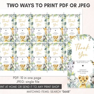 two ways to print a baby giraffe thank you card