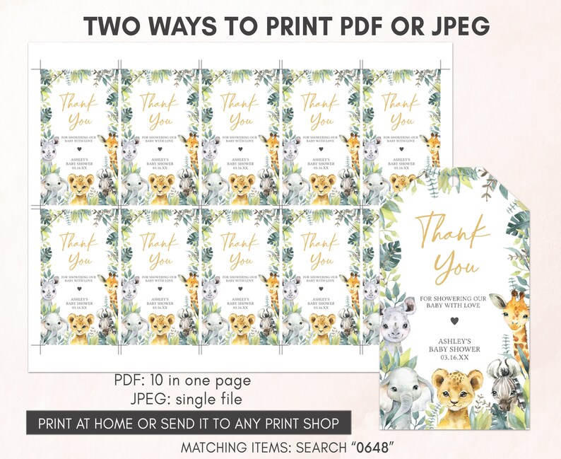 two ways to print a baby giraffe thank you card