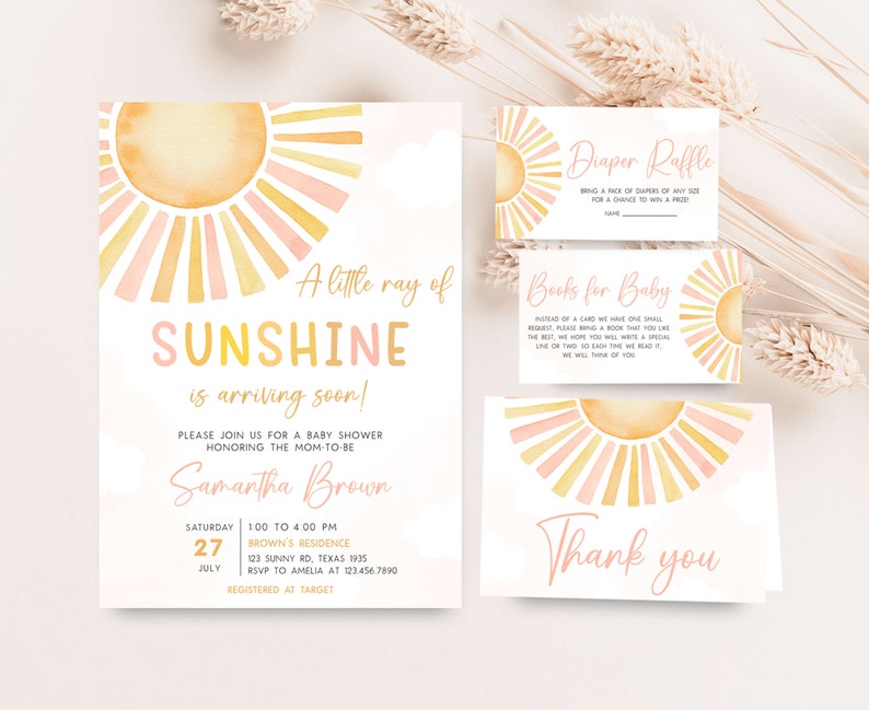 Girl Sun Invitation Set