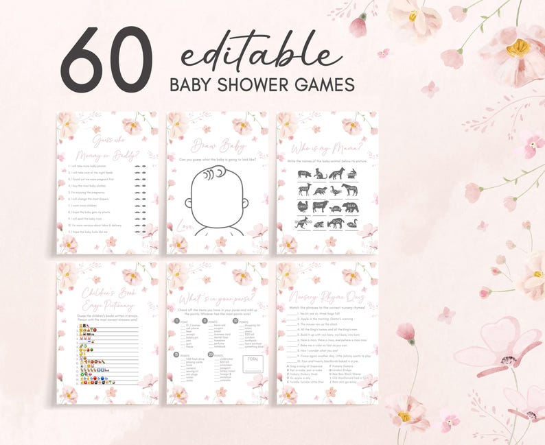 Baby in Bloom Baby Shower Games Bundle