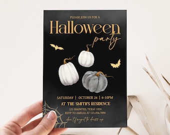 Editable Halloween Party Invitation, Halloween Invitation, Vintage Halloween Invitation, Costume Party Invitation, Halloween Invite, 12SE