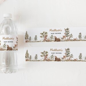 Woodland Animals Baby Shower Water Labels