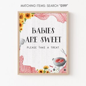 Babies are Sweet Sign BBQ Baby Shower BabyQ Baby Shower Take a Treat Sign Backyard Barbeque Baby Shower Decor Picnic Printable Template 0199