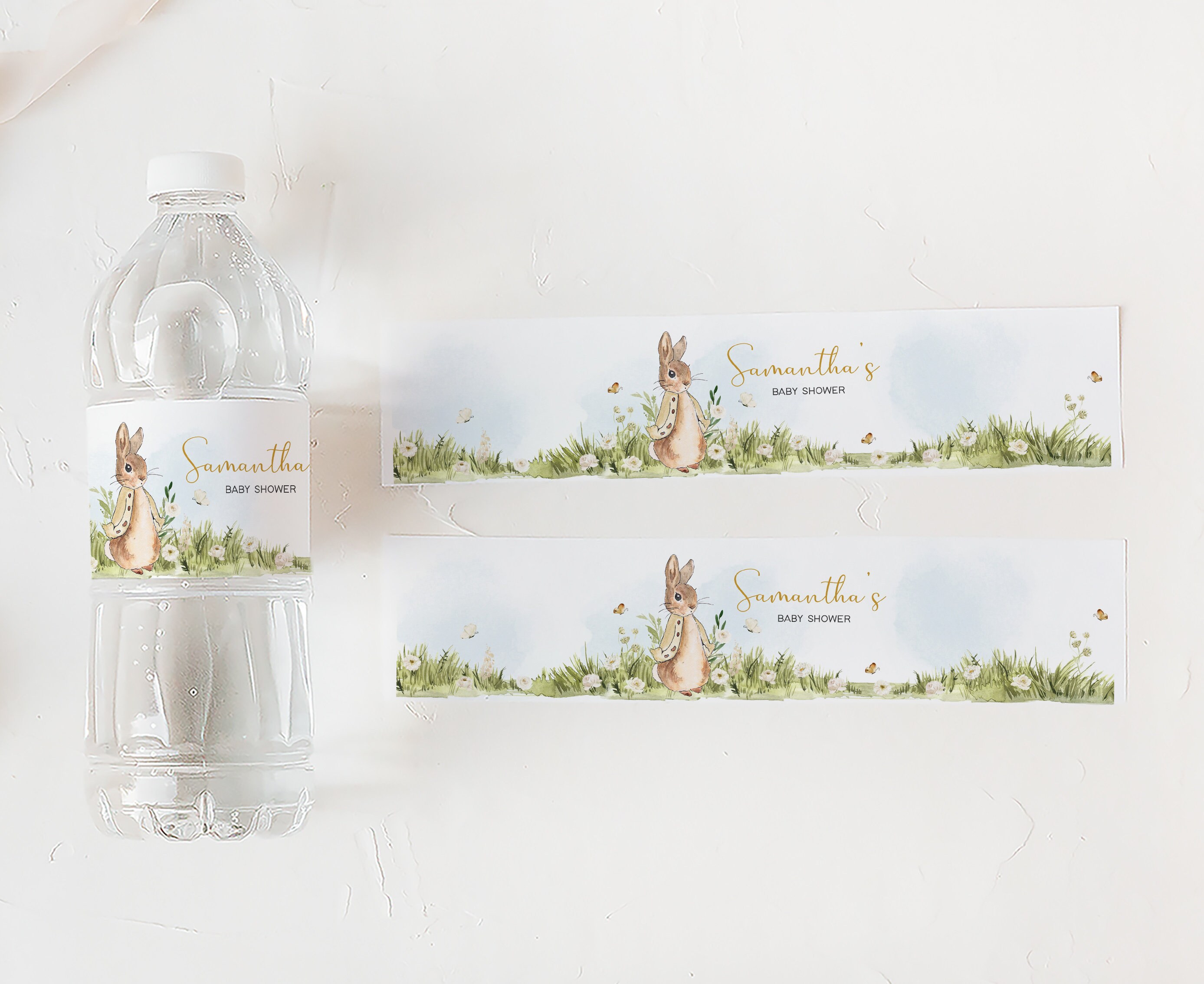 Peter Rabbit Name Labels Editable Peter Rabbit Baby Shower Bottle Label, Rabbit Gender Neutral ...