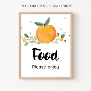 A Little Cutie Baby Shower Food Sign, Clementine Orange Baby Shower Food Table Sign, A Little Cutie is on the Way Printable Template 0170