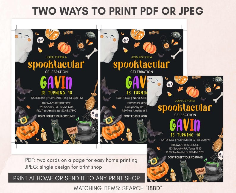 Spooky Halloween Birthday Party Invitation Template