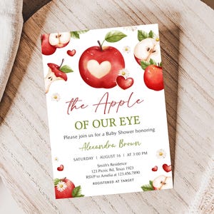 Editable Apple of Our Eye Baby Shower Invitation, Fall Apple Baby Shower Invite, Apple of My Eye Baby Shower, Fruit Baby Shower Invite 01106