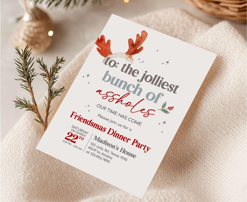 Jolly Friendsmas Christmas Invitation