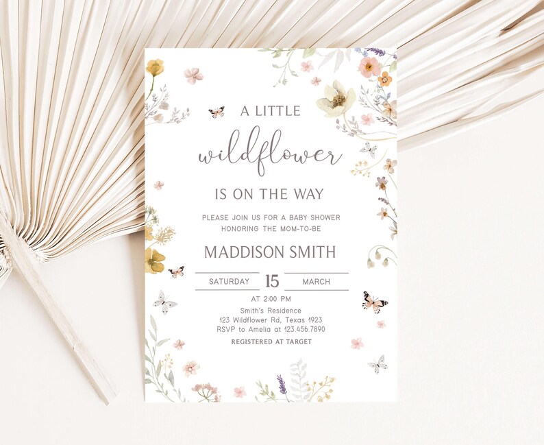 A Little Wildflower Baby Shower Invitation