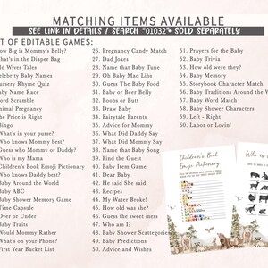 a list of matching items available for a baby shower