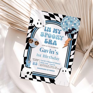 a birthday card with a ghost theme on it