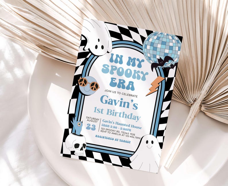 a birthday card with a ghost theme on it