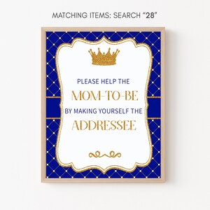 Royal Baby Shower Sign, Prince Baby Shower Envelope Station Signs, Little Prince Baby Shower Table Sign, Digital File Instant Download 28