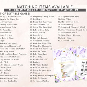 Editable Purple Butterfly Baby Shower Due Date Calendar, Butterflies Girl Baby Shower Calendar, Floral Butterfly Purple Baby Shower, 0682 image 4
