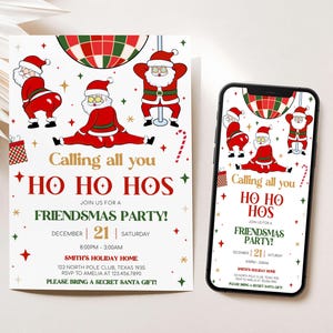 a card with a santa clause on it next to a basket