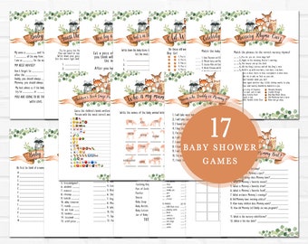 Woodland Baby Shower Games, Woodland Baby Shower Game Pack, Woodland Animals Game Bundle, Woodland Printable Games, Greenery Woodland 0056