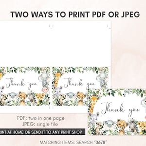 a set of two thank cards with watercolor animals