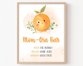 Mom-osa Bar Sign With Stand - Orange Citrus Baby Shower Decorations