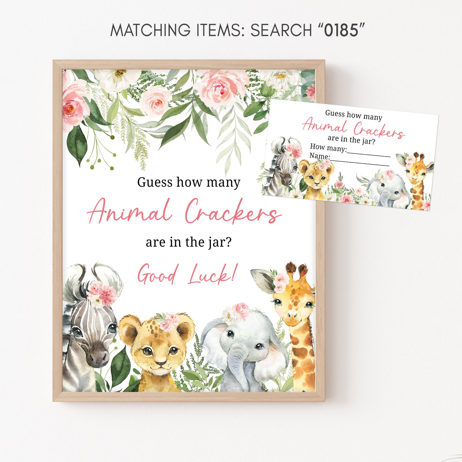 Guess How Many Animal Crackers Game Sign Jungle Baby Shower Etsy