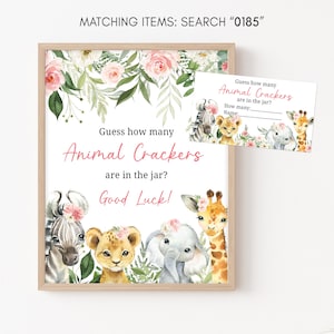 Raad eens hoeveel dieren crackers spelbord jungle babyshower meisje safari dieren babyshower spelbord bloemen douche afdrukbare sjabloon 0185
