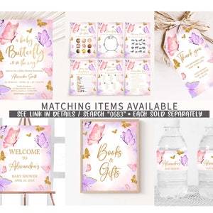 Bewerkbare bundel roze vlinder meisje babyshower spelletjes, paarse vlinders babyshower game pack, gouden boho vlinder babyshower spelletjes, 0683 afbeelding 2