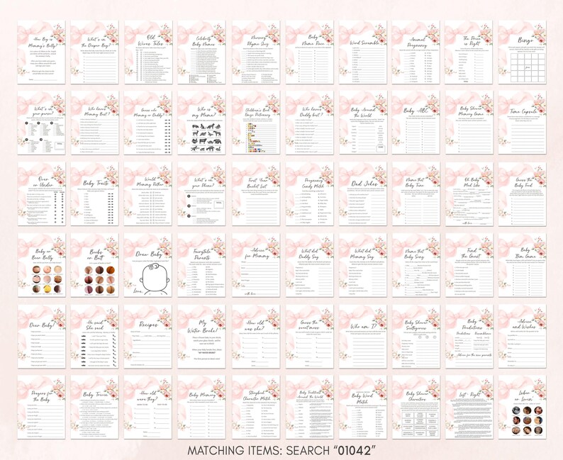 Floral Coquette Baby Shower Game Pack
