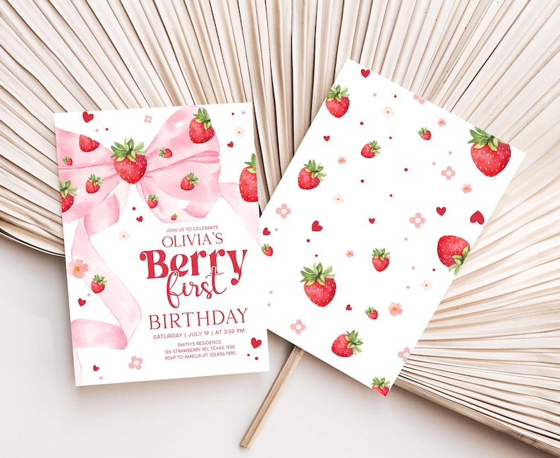 Strawberry Birthday Invite