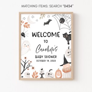 Editable Halloween Baby Shower Welcome Sign, Gender Neutral A Little Boo Baby Shower Welcome Poster, Spooky Fall Baby Shower Sign Decor 0434 image 3