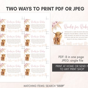 Editable Boho Highland Cow Baby Shower Invitation Bundle, Pink Holy Cow Baby Shower Invite Set, Girl Highland Cow Boho Baby Shower, 0509 image 5