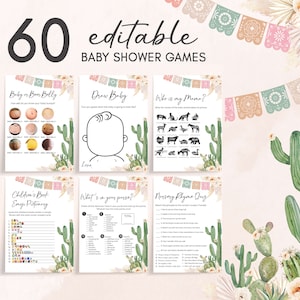 Editable Taco Bout A Baby Fiesta Baby Shower Games Bundle, Boho Mexican Baby Shower Game Pack, Girl Cactus Baby Shower Games Template, 0757