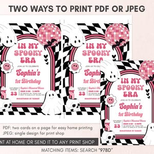 two pink and black printable birthday party cards