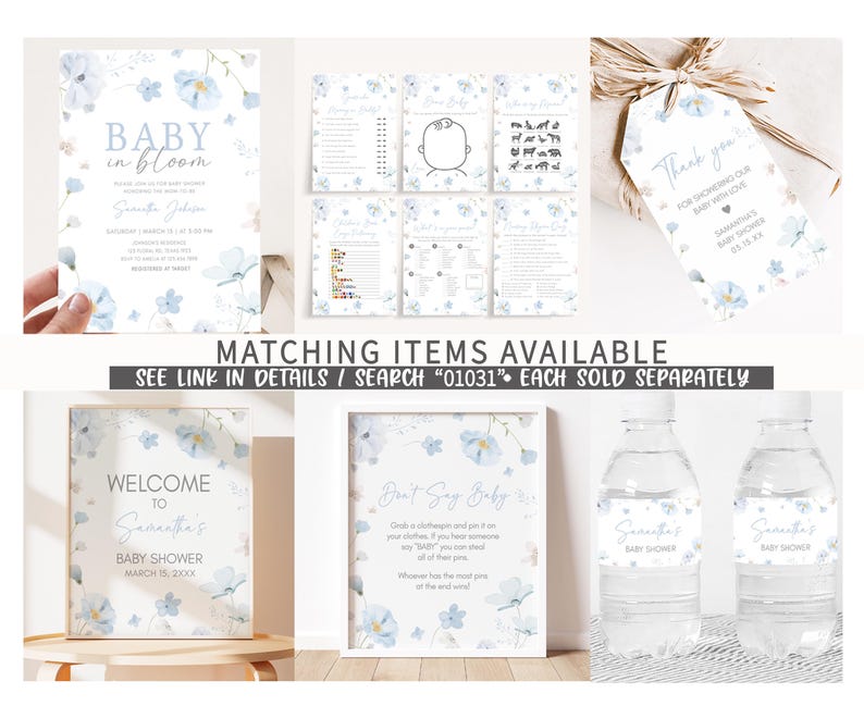 Boy Spring Floral Printable Templates