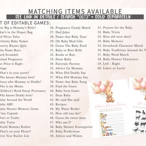Editable Boho Bear Baby Shower Due Date Calendar, Pink Balloon Baby Shower Calendar, We Can Bearly Wait Baby Shower Birthday Prediction 0673 image 4