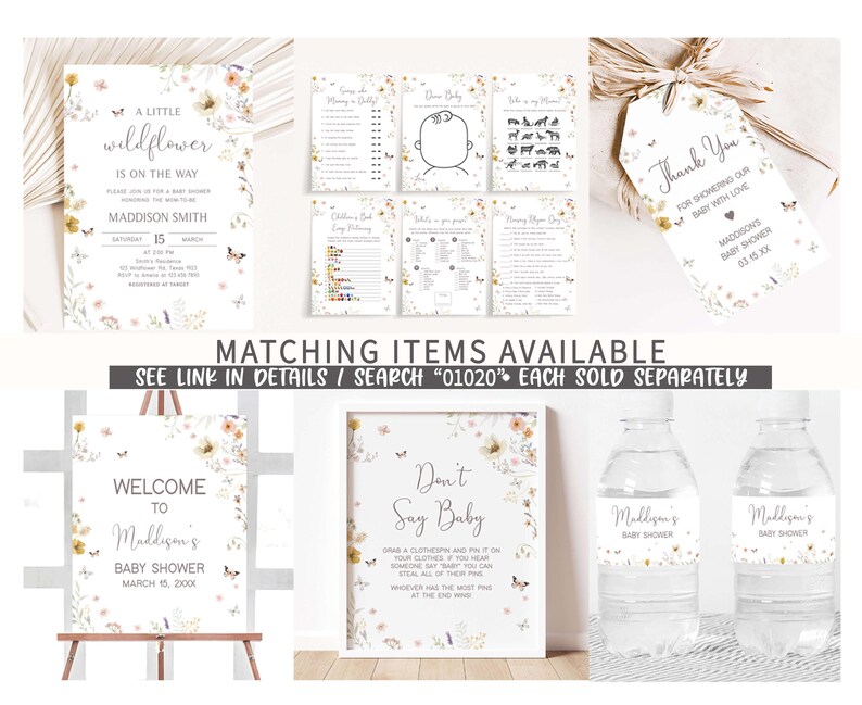 matching items available for a baby shower