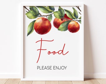 Apfel Herbst Baby Shower Food Zeichen, Apfel unseres Auges Baby Shower Food Tisch Zeichen, Apple Baby Shower, Herbst Baby Shower Food Party Zeichen, 0848