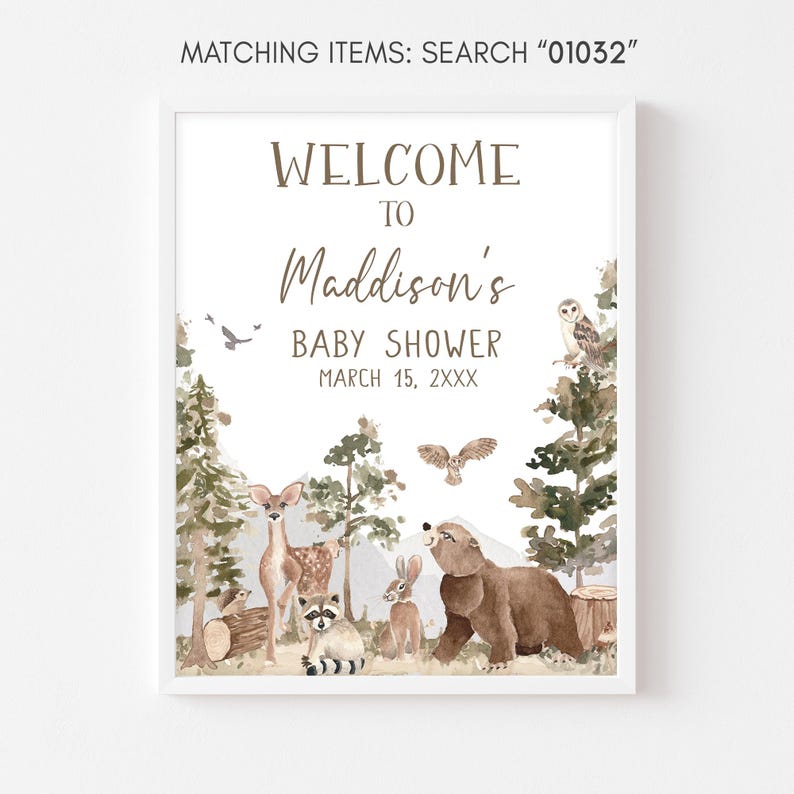 a picture of a baby shower sign with animals