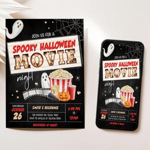 Movie Night Halloween Invites