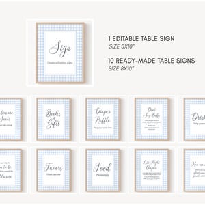 Boy Gingham Table Signs