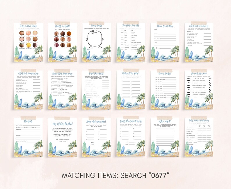 a collection of matching items for a beach wedding