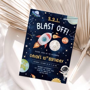 Astronaut Outer Space Birthday Invitation